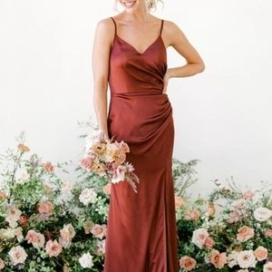 Revelry Rory Satin Dress Terracotta Rust